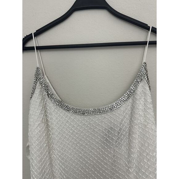 New MacDuggal White Beaded Sleeveless Textured 93551 WHT Dress Size 8 - Picture 2 of 12